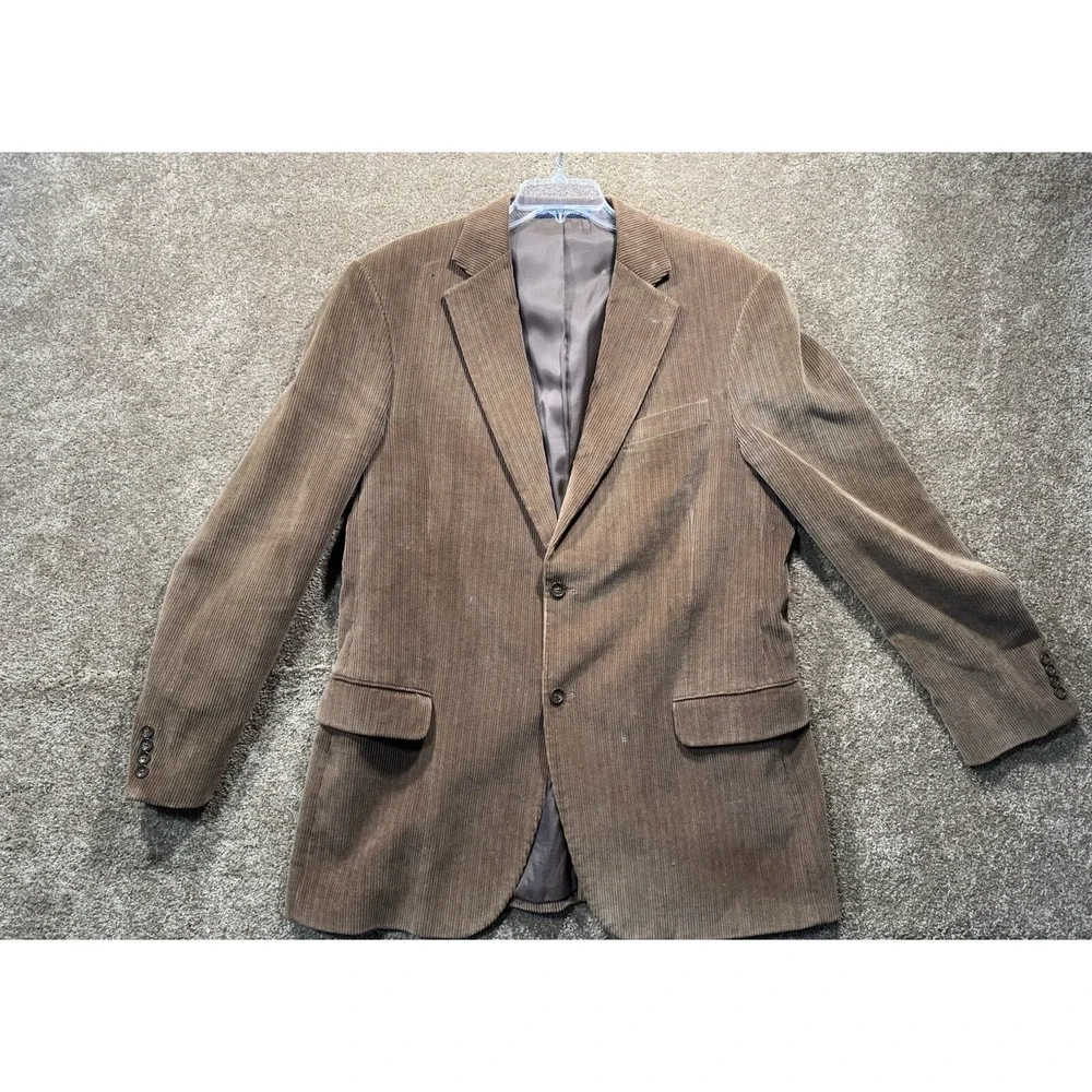 DOCKERS 44L Brown Corduroy Blazer Jacket‎ Sport Coat Single Breasted Professor